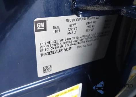 2010 Buick Lacrosse Cxs from USA, damaged, VIN 1G4GE5EV6AF156555